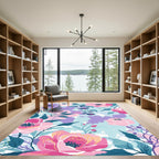 Blush Pink Floral Watercolor Bloom Rug