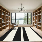 Bold Black Cream Stripe Rug