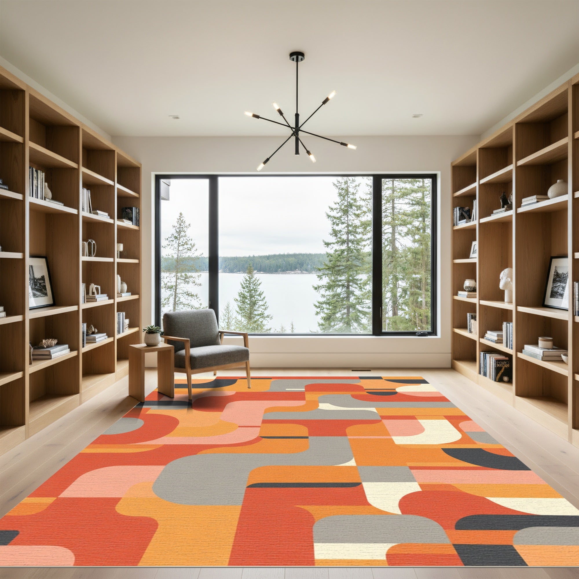 Retro Geometric Abstract Forms Rug