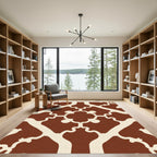 Terracotta Cream Gothic Leaf Vine Rug