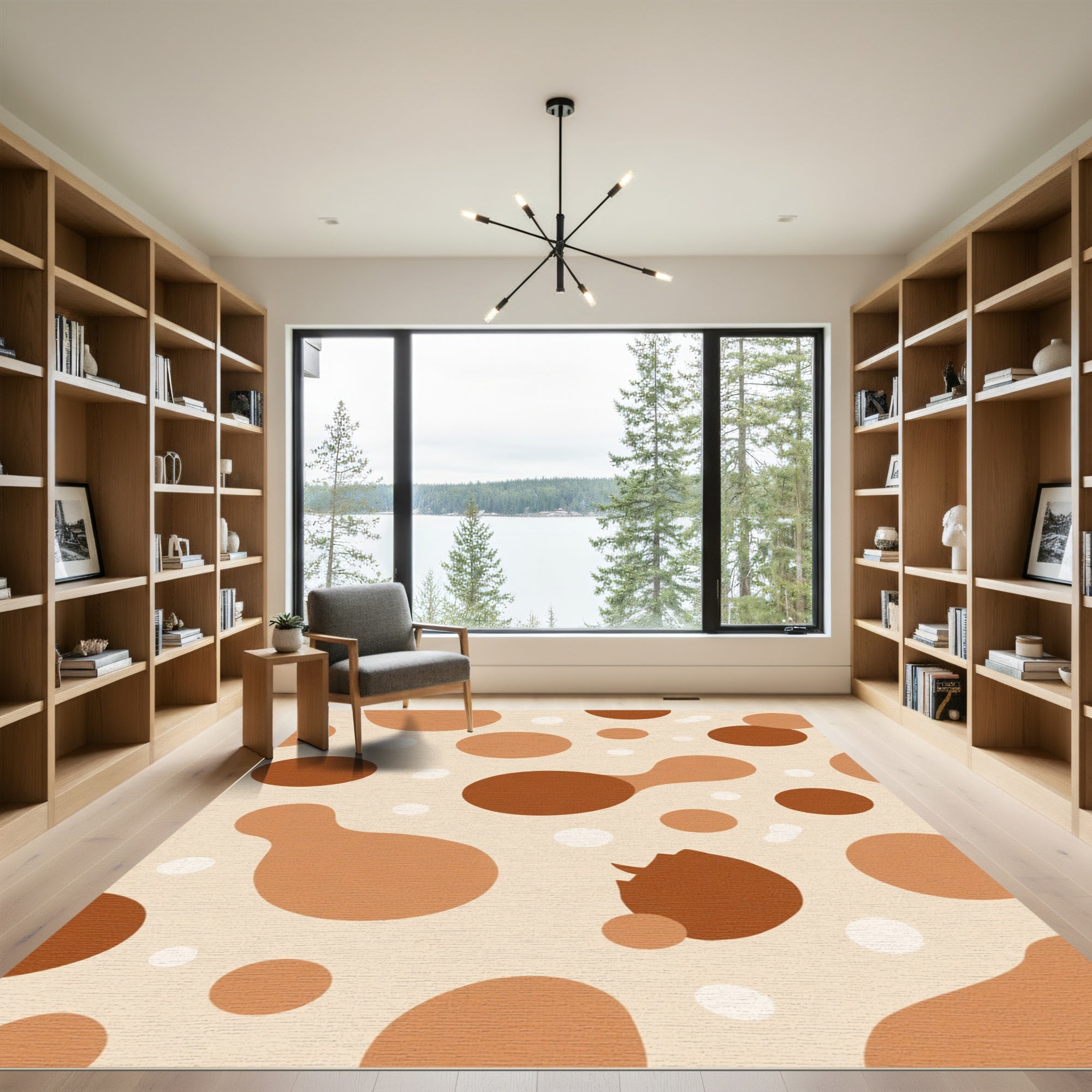 Brown Blob Circles Abstract Rug