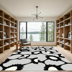 Abstract Floral Gray Cream Black Rug