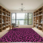 Fuchsia Black Spotted Animal Print Rug