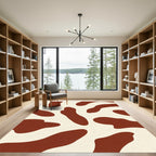Cream Brown Abstract Blobs Rug