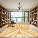 Radiating Golden Sunburst Geometric Rug