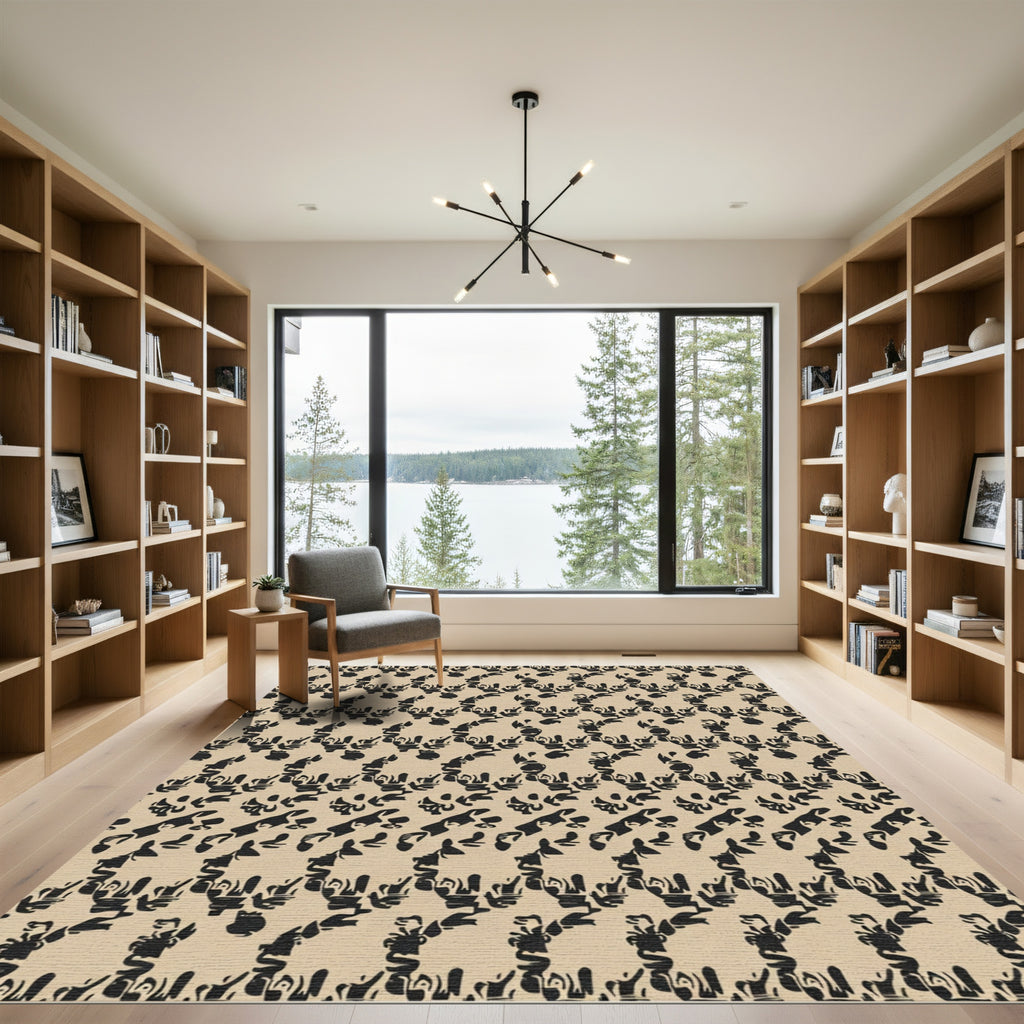 Black Tangle Contemporary All-Over Rug