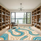 Retro Aqua Tan Swirl Rug