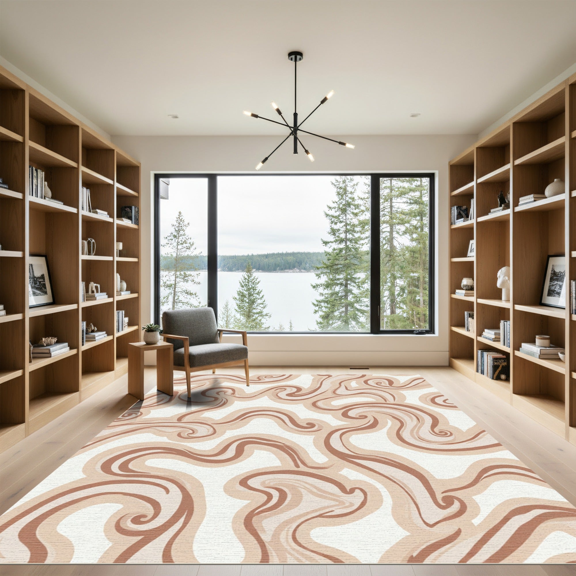 Warm Earth Swirl Abstract Rug