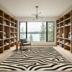 Black Wavy Stripes Tan Background Rug