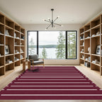 Deep Red White Striped Horizontal Rug