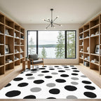 Black Gray Polka Dot Scatter Rug