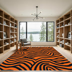 Vivid Orange Black Zebra Stripes Rug