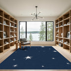 Navy Celestial Starburst Night Sky Rug