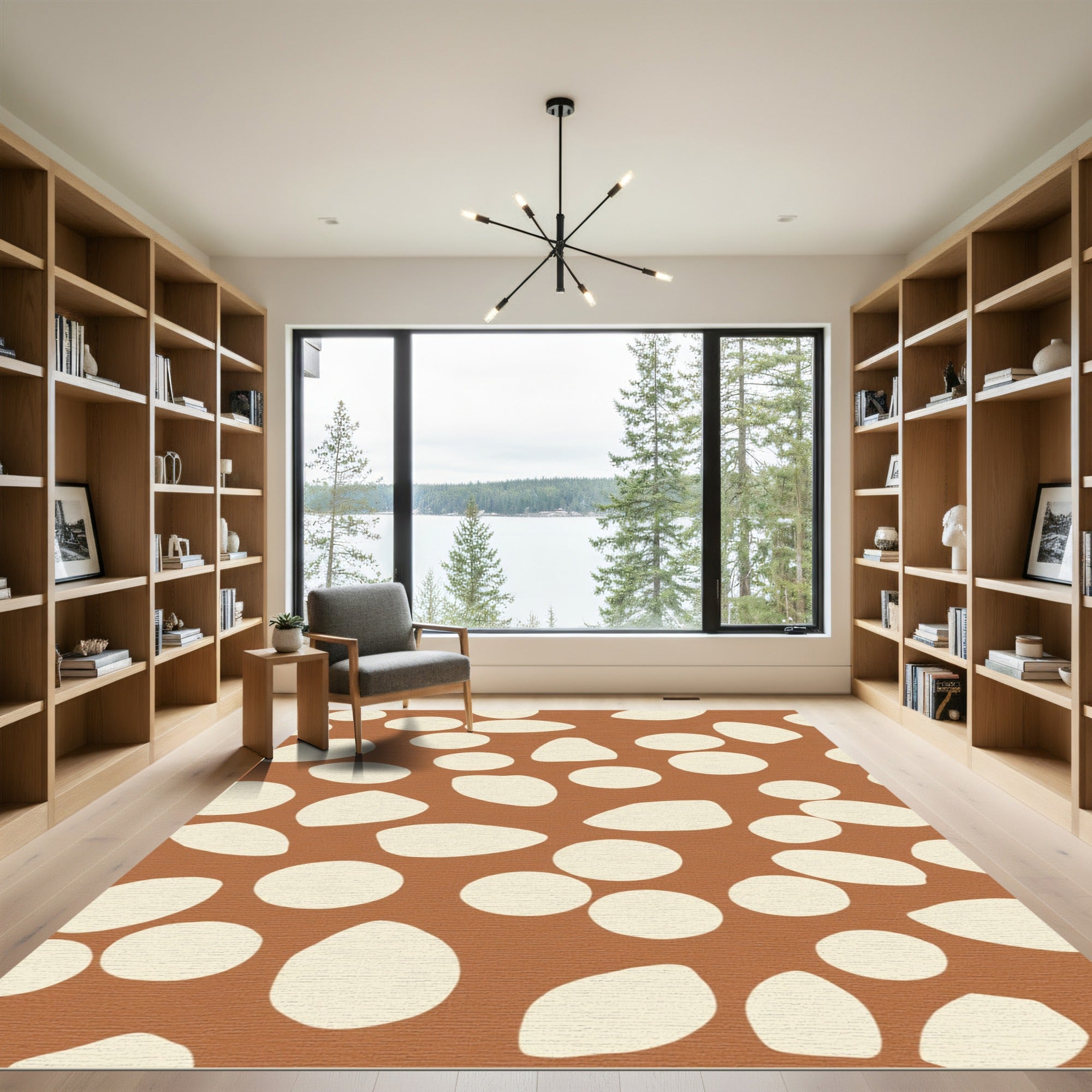 Terracotta Cream Organic Pebble Scatter Rug
