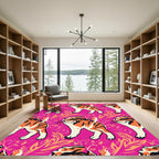 Cheeful Orange Tiger Jungle Pink Rug