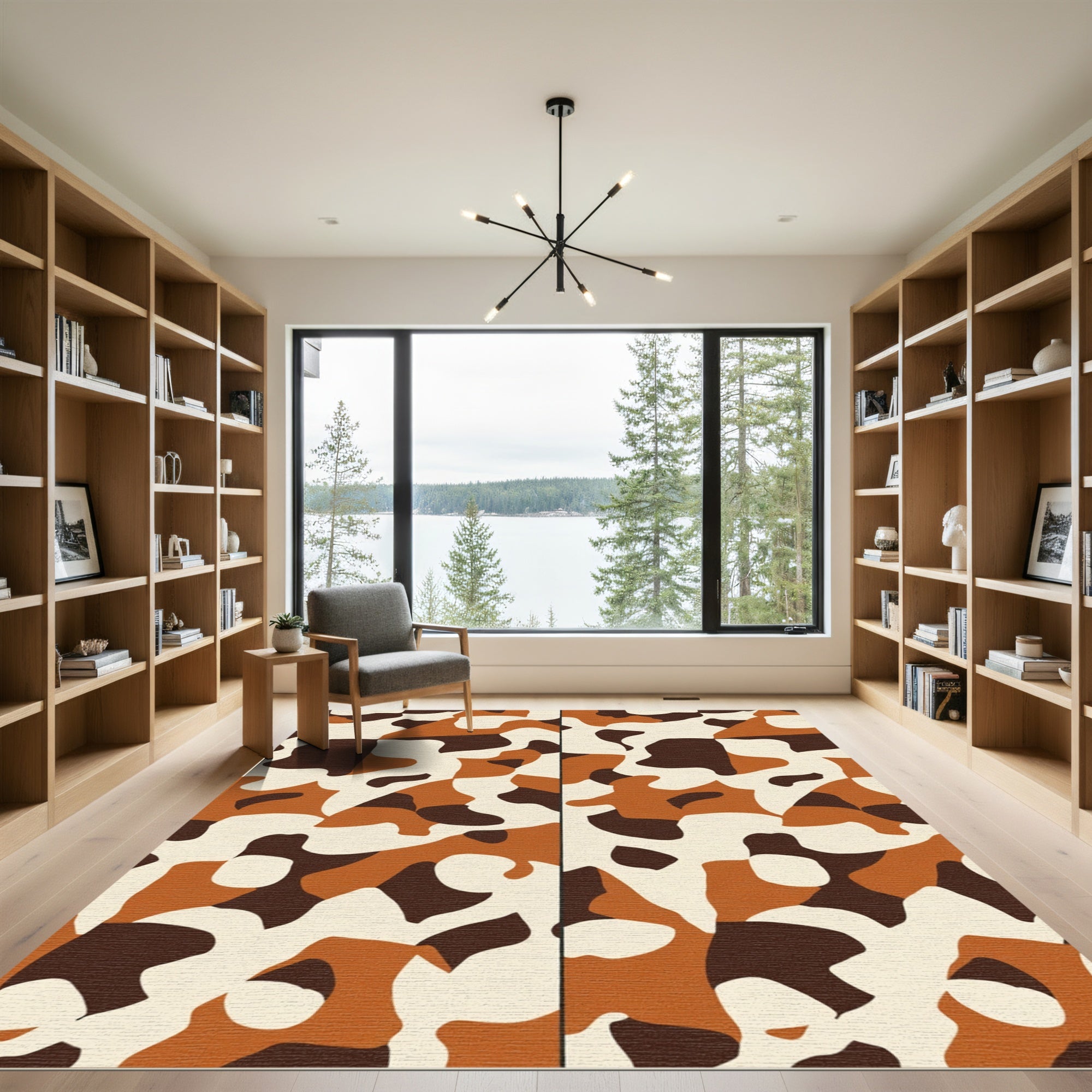 Tawny Ochre Abstract Camouflage Rug