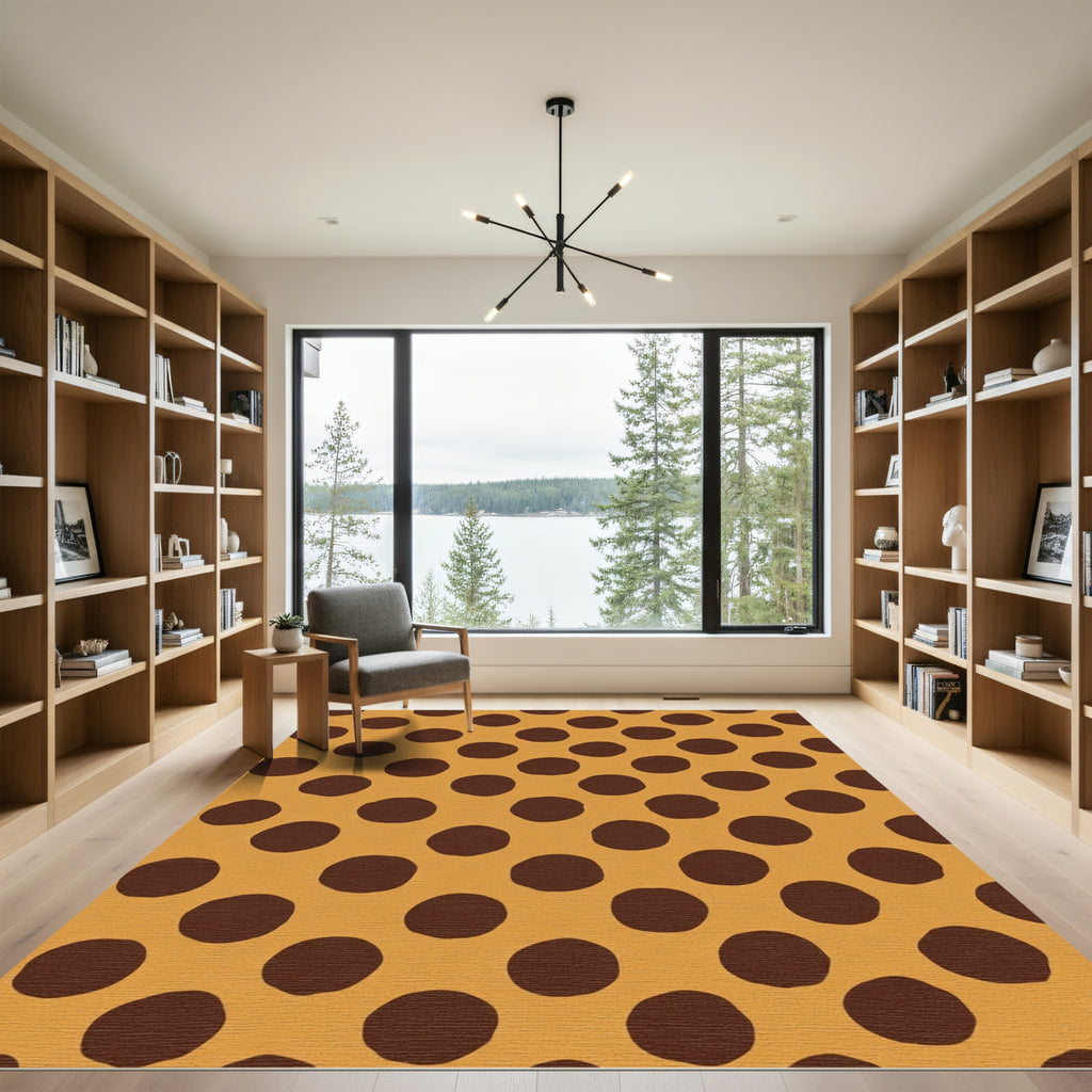 Amber Brown Polka Dot Rug