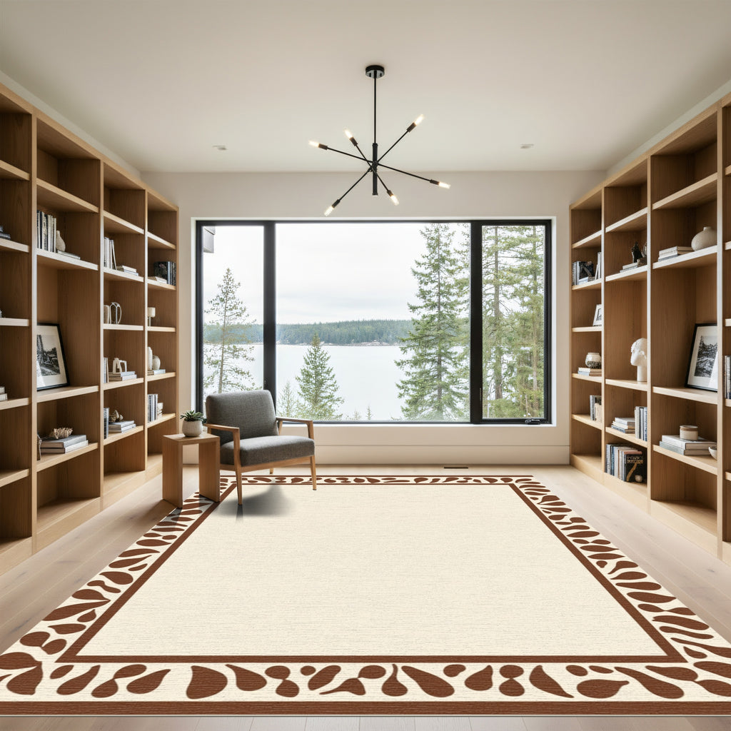 Brown Organic Shape Border Rug