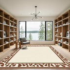 Brown Organic Shape Border Rug