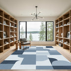 Muted Blue Geometric Abstraction Rug