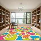 Playful Dinosaur Friends Colorful Composition Rug