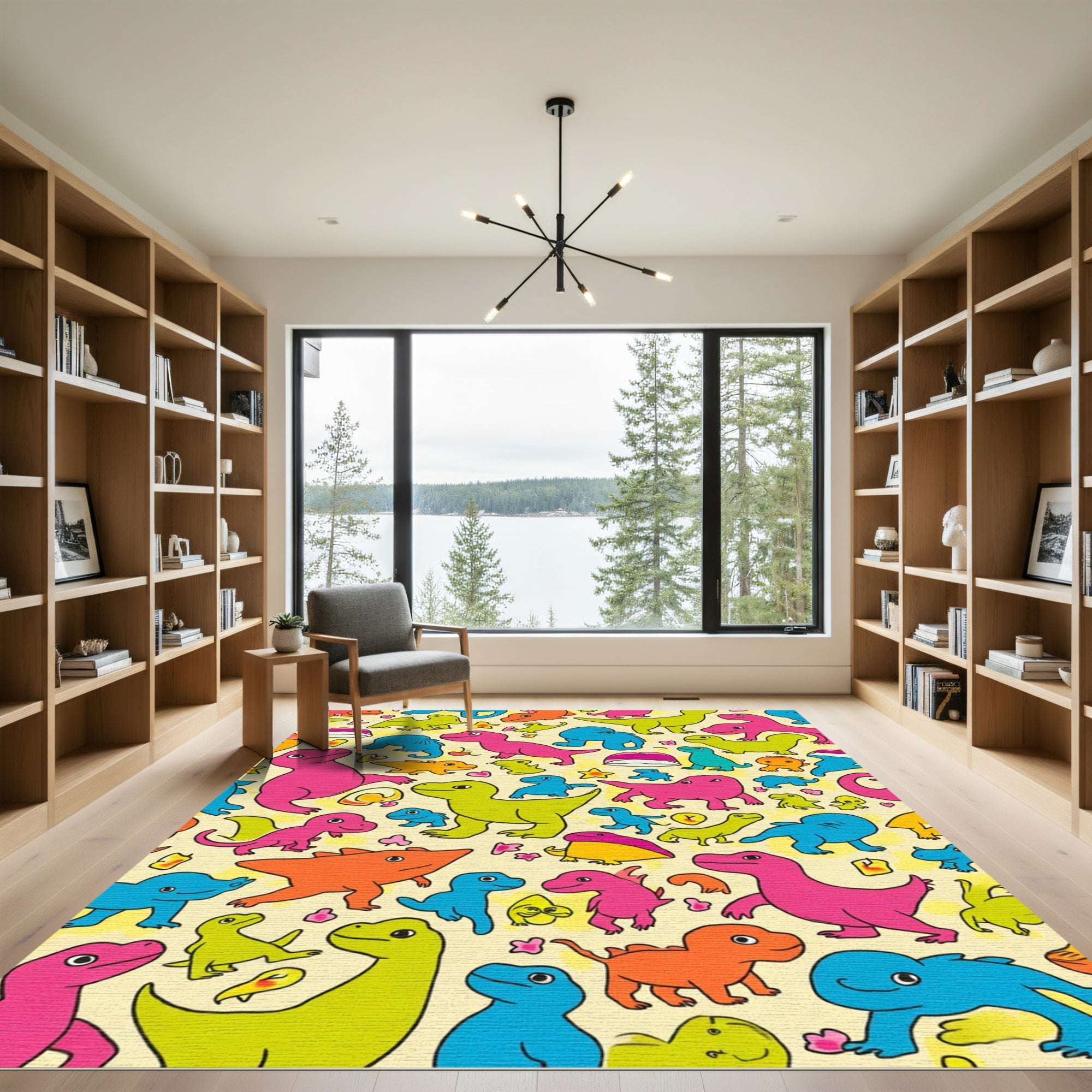 Playful Dinosaur Friends Colorful Composition Rug