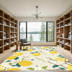 Yellow Lemon Blossom Branch Arrangement Rug