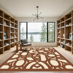 Brown Cream Abstract Interlocking Circles Rug
