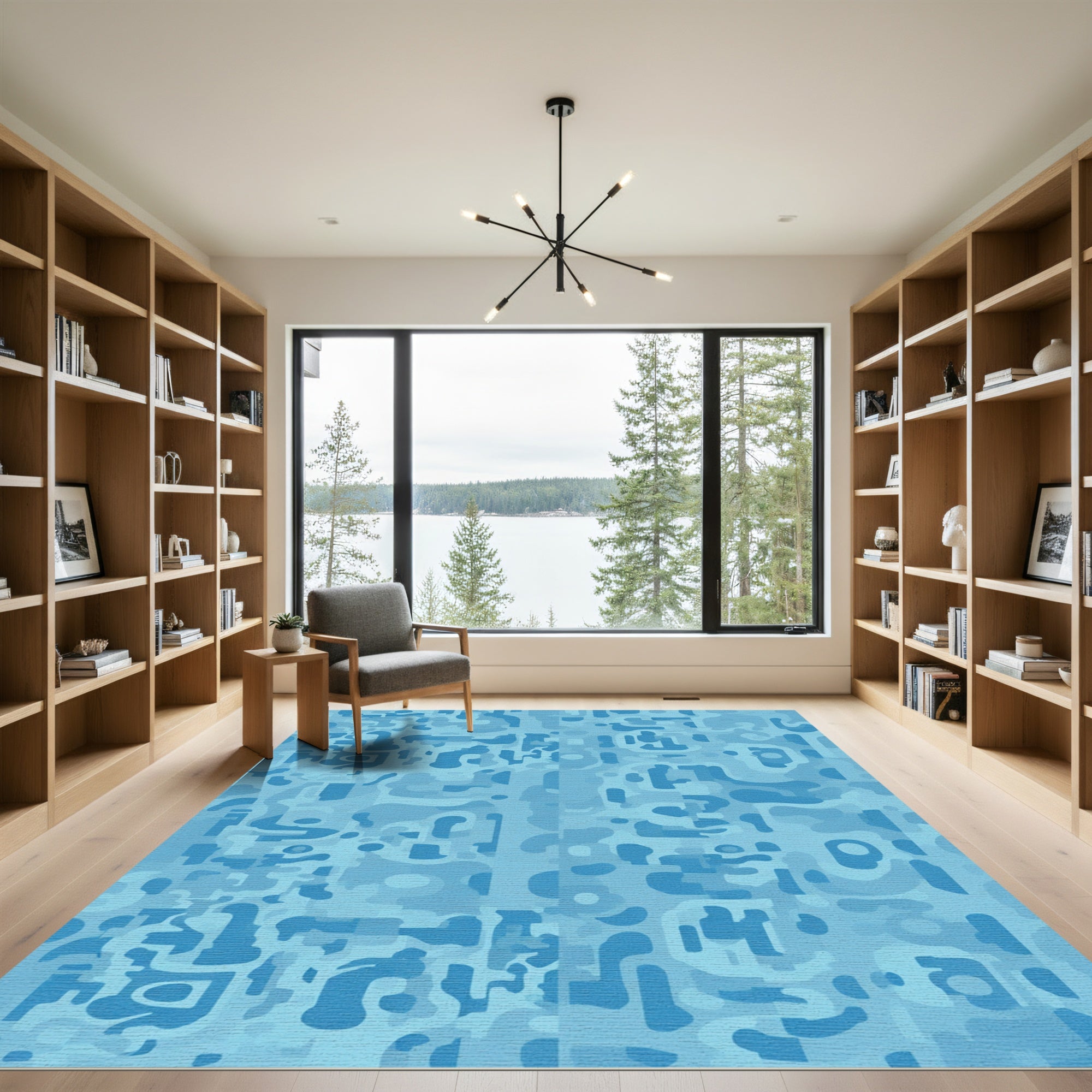 Abstract Blue Organic Cloud Rug
