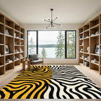 Bold Yellow and Black Wavy Stripes Rug