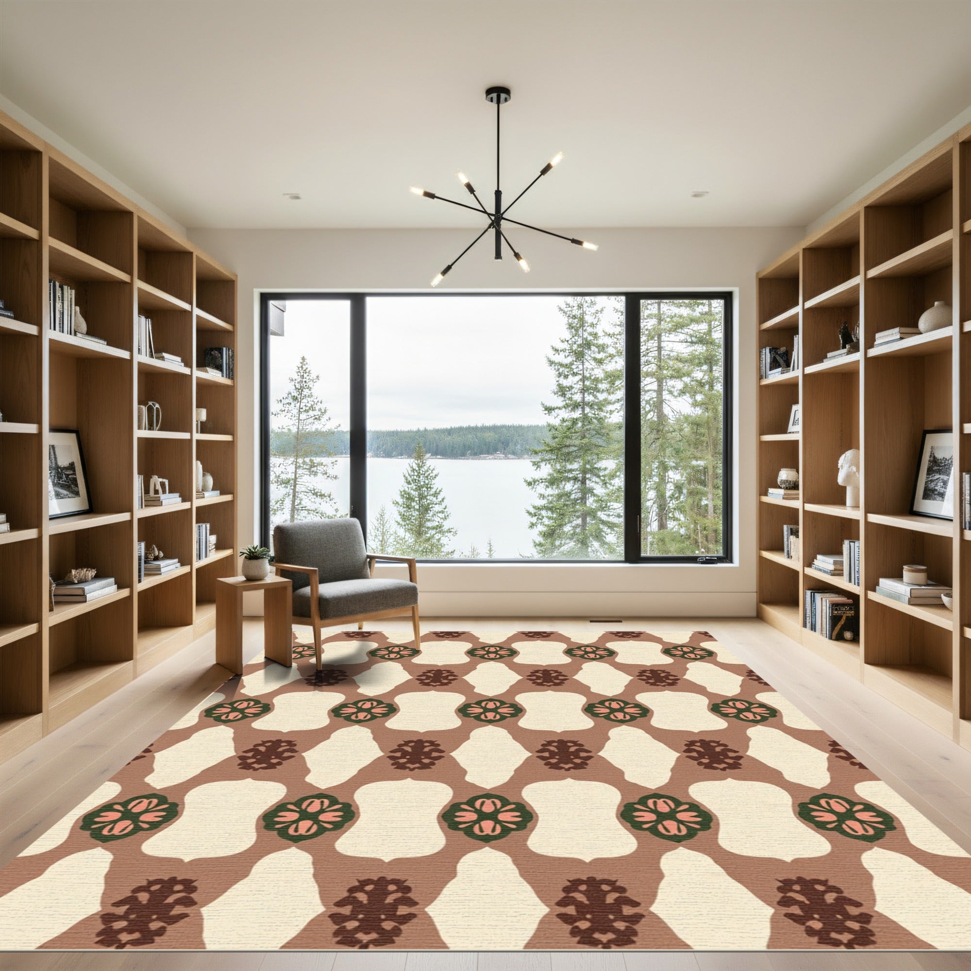 Earthy Floral Vine Abstract Rug