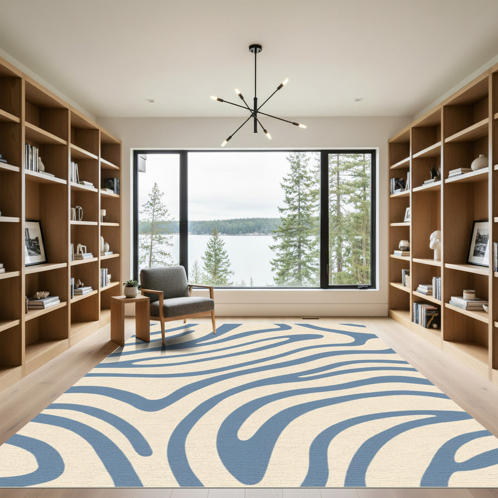 Pale Blue Wavy Stripe Accent Rug