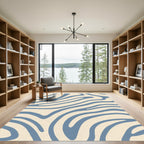 Pale Blue Wavy Stripe Accent Rug
