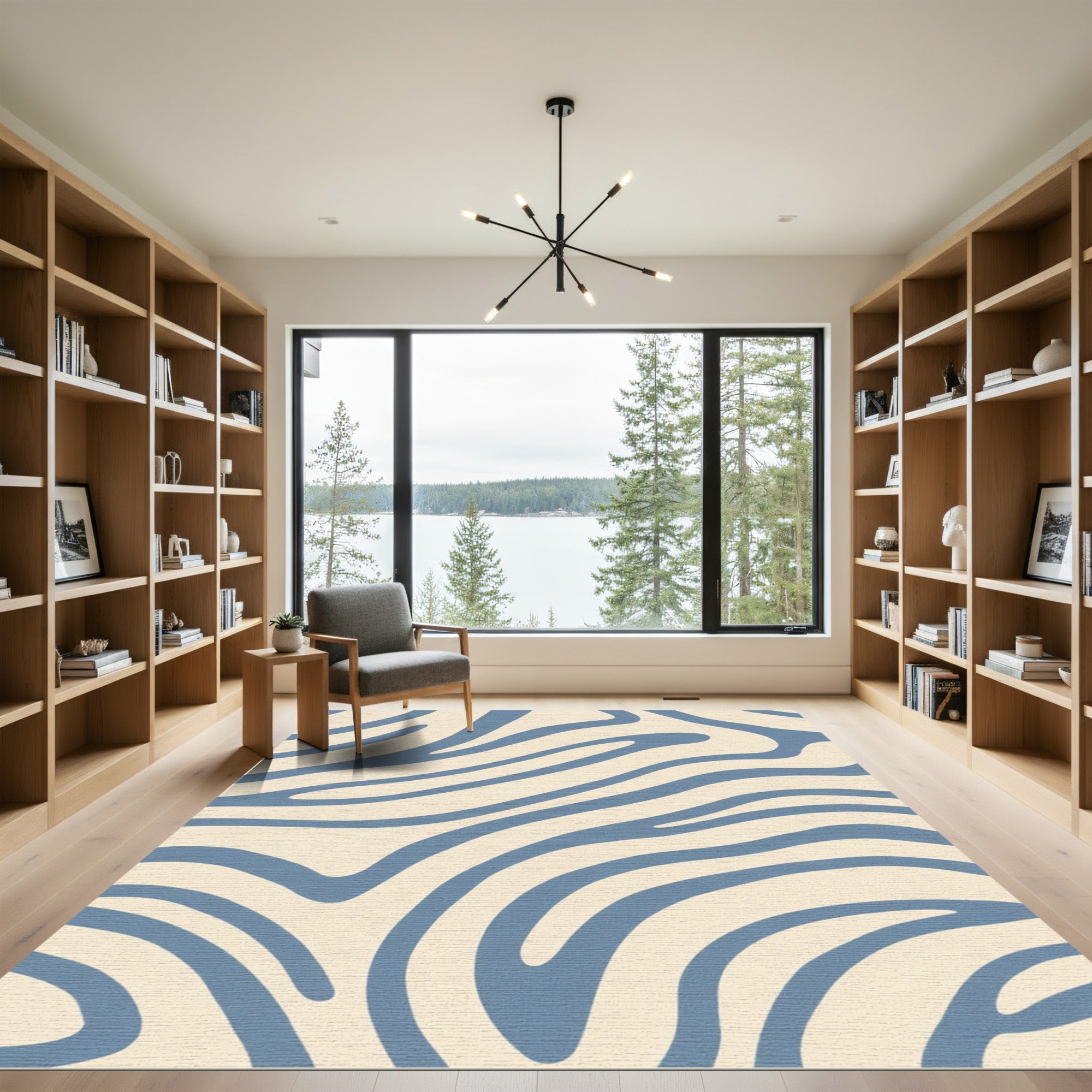 Pale Blue Wavy Stripe Accent Rug
