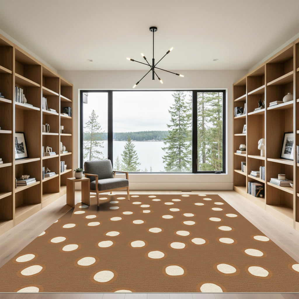 Neutral Scattered Circles Composition Rug