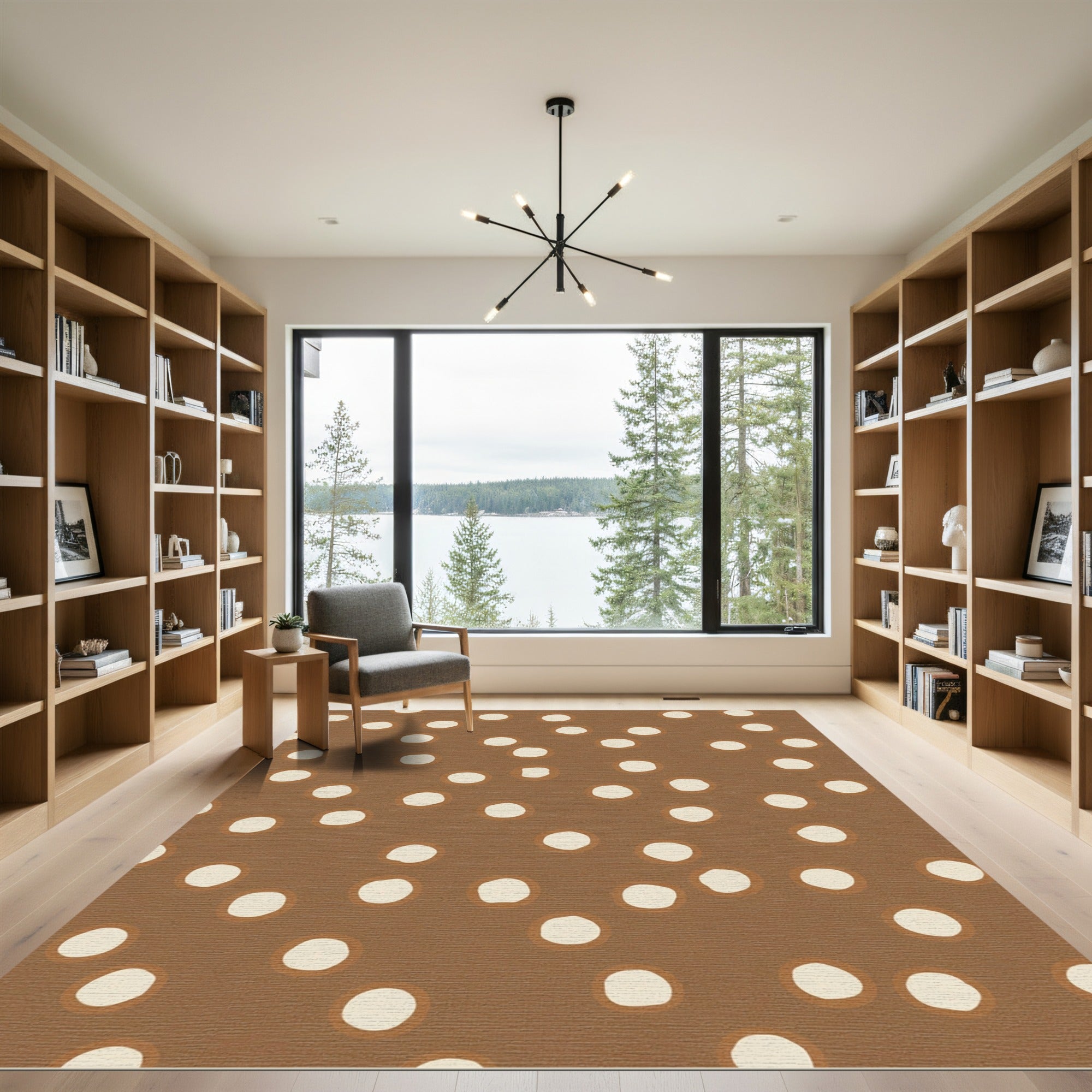 Neutral Scattered Circles Composition Rug