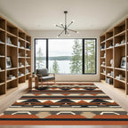 Earthy Geometric Stripes Navajo Rug