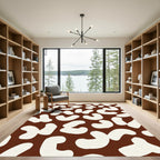 Brown White Organic Blob Rug