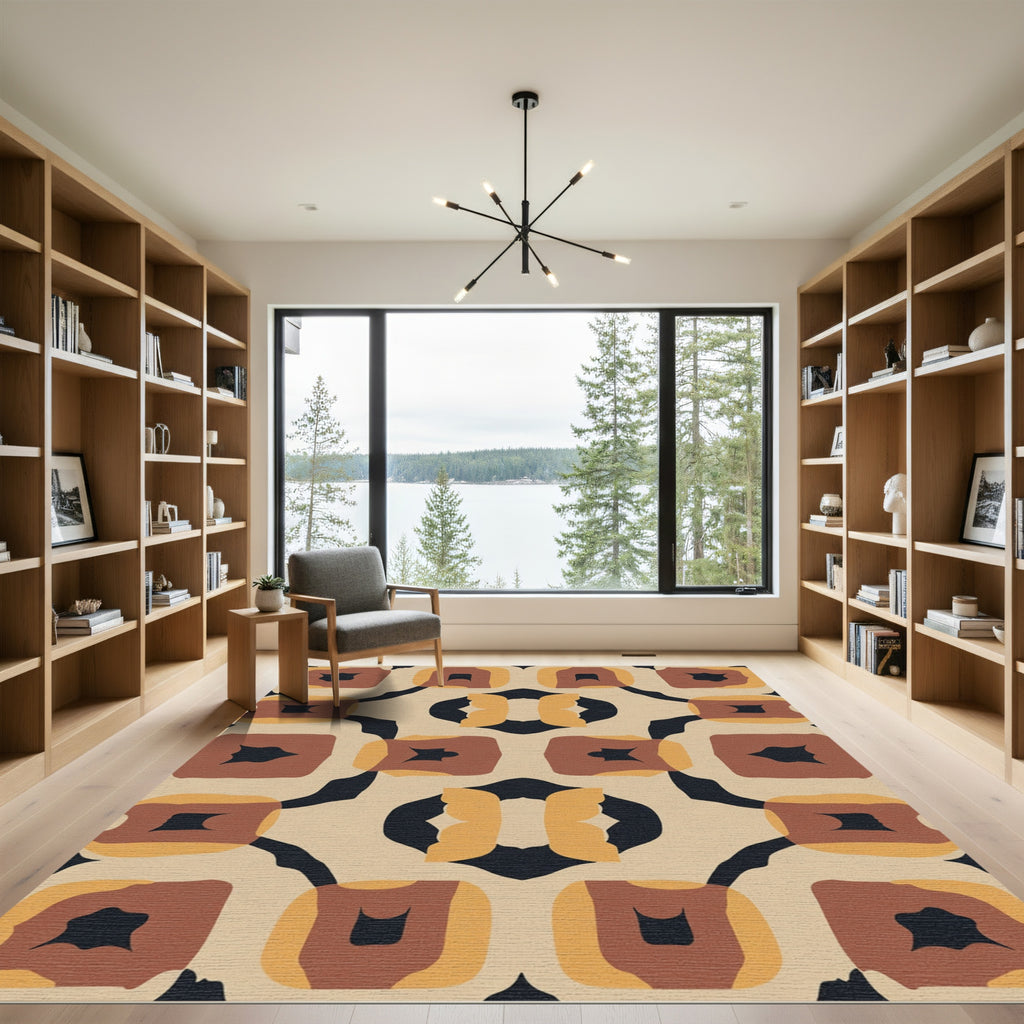 Earthy Geometric Abstract Shapes Rug