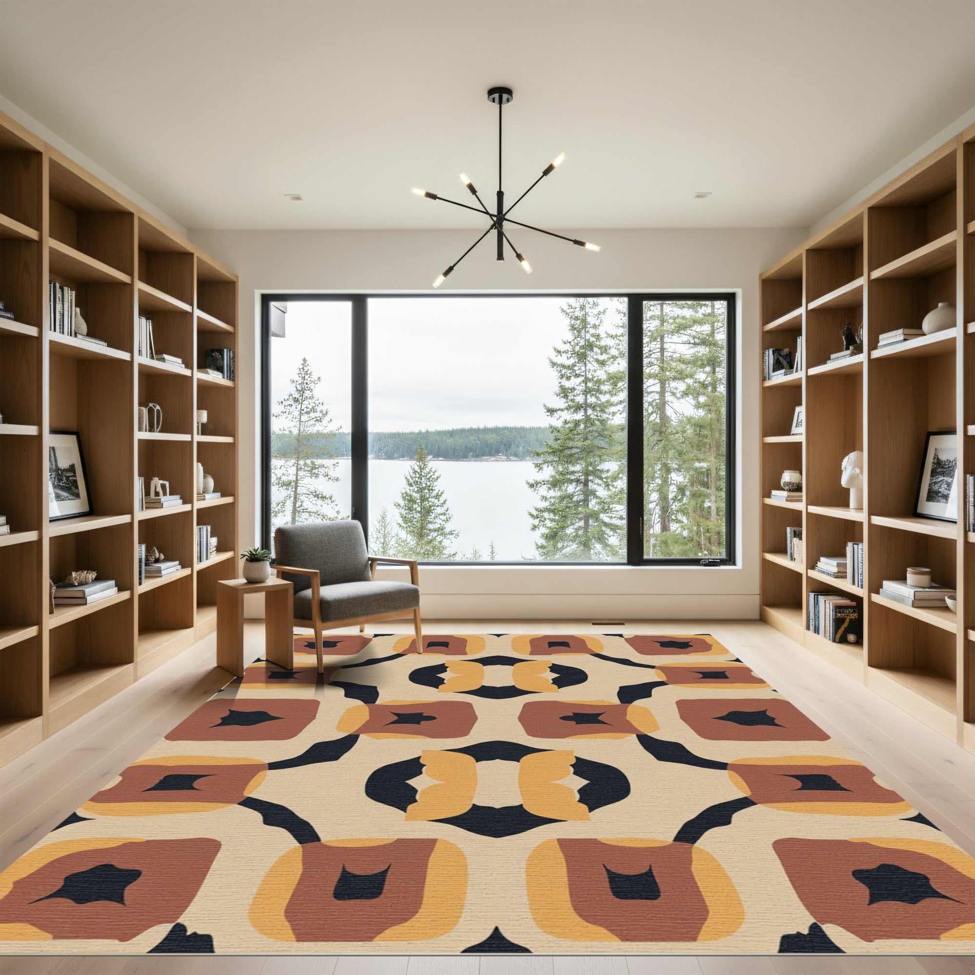 Earthy Geometric Abstract Shapes Rug