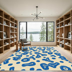 Abstract Blue Organic Shapes Rug