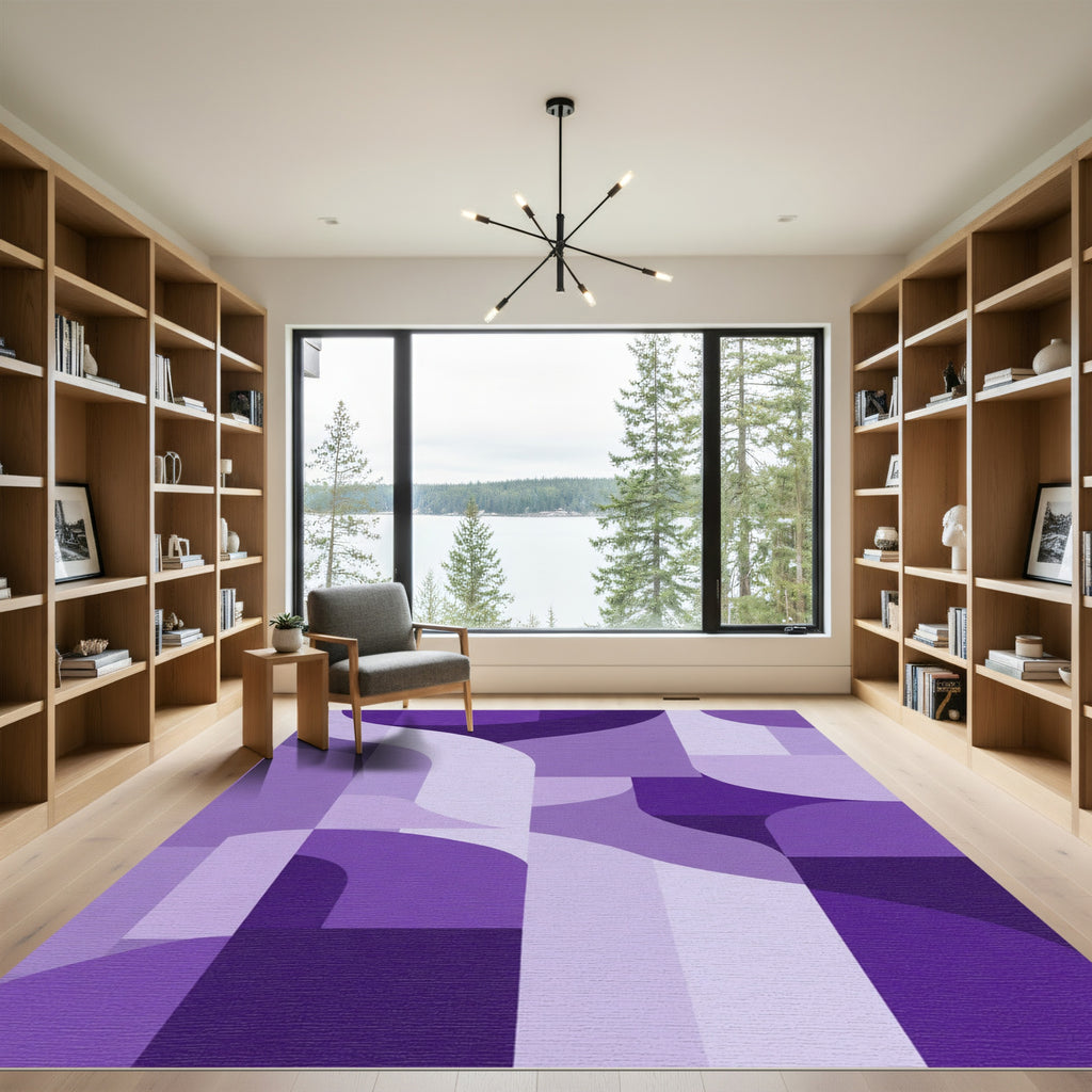 Purple Abstract Geometric Arc Rug