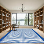 Modern Blue White Dot Grid Rug
