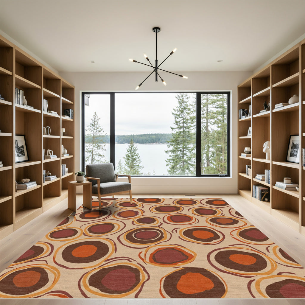 Earthy Tone Abstract Circles Rug