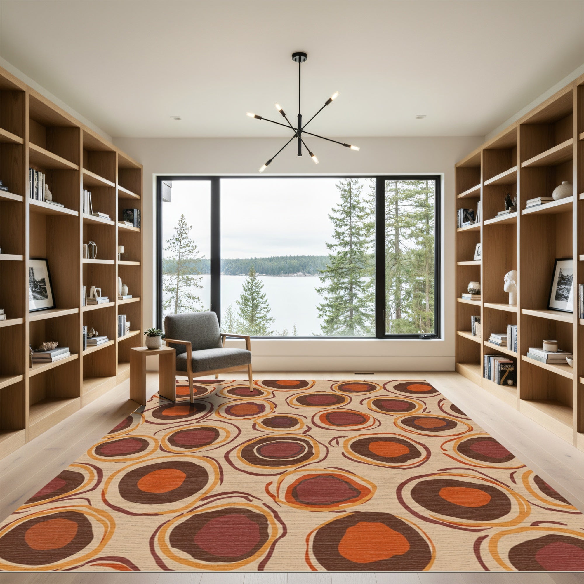 Earthy Tone Abstract Circles Rug