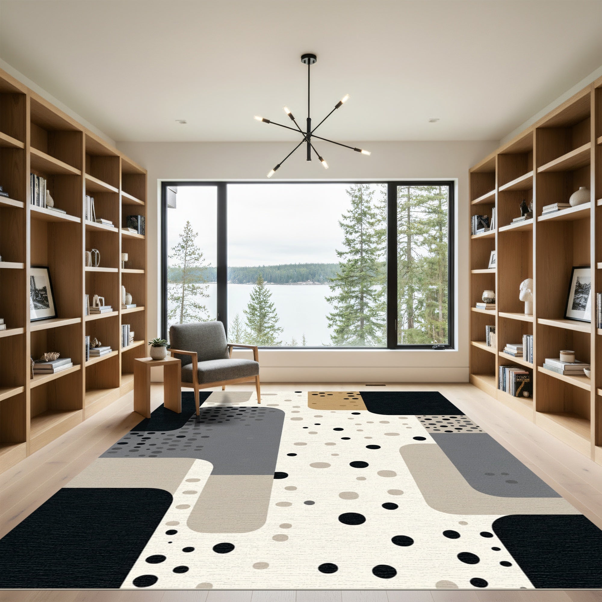 Abstract Organic Shapes Polka Dot Rug