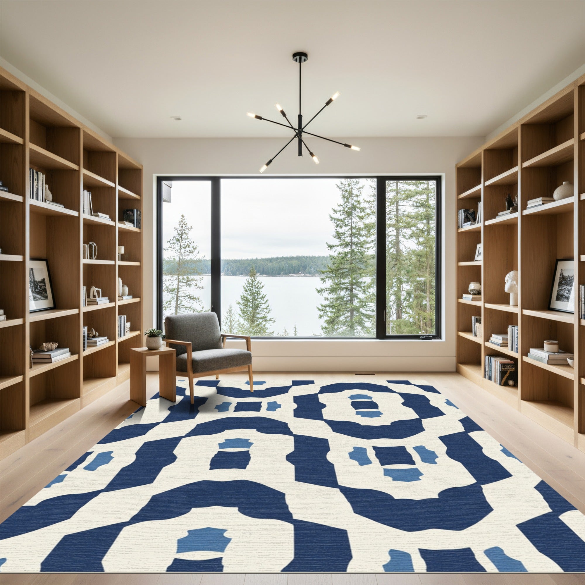 Navajo Blue Geometric Arch Rug