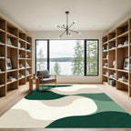 Organic Flowing Curves Green Abstract Rug
