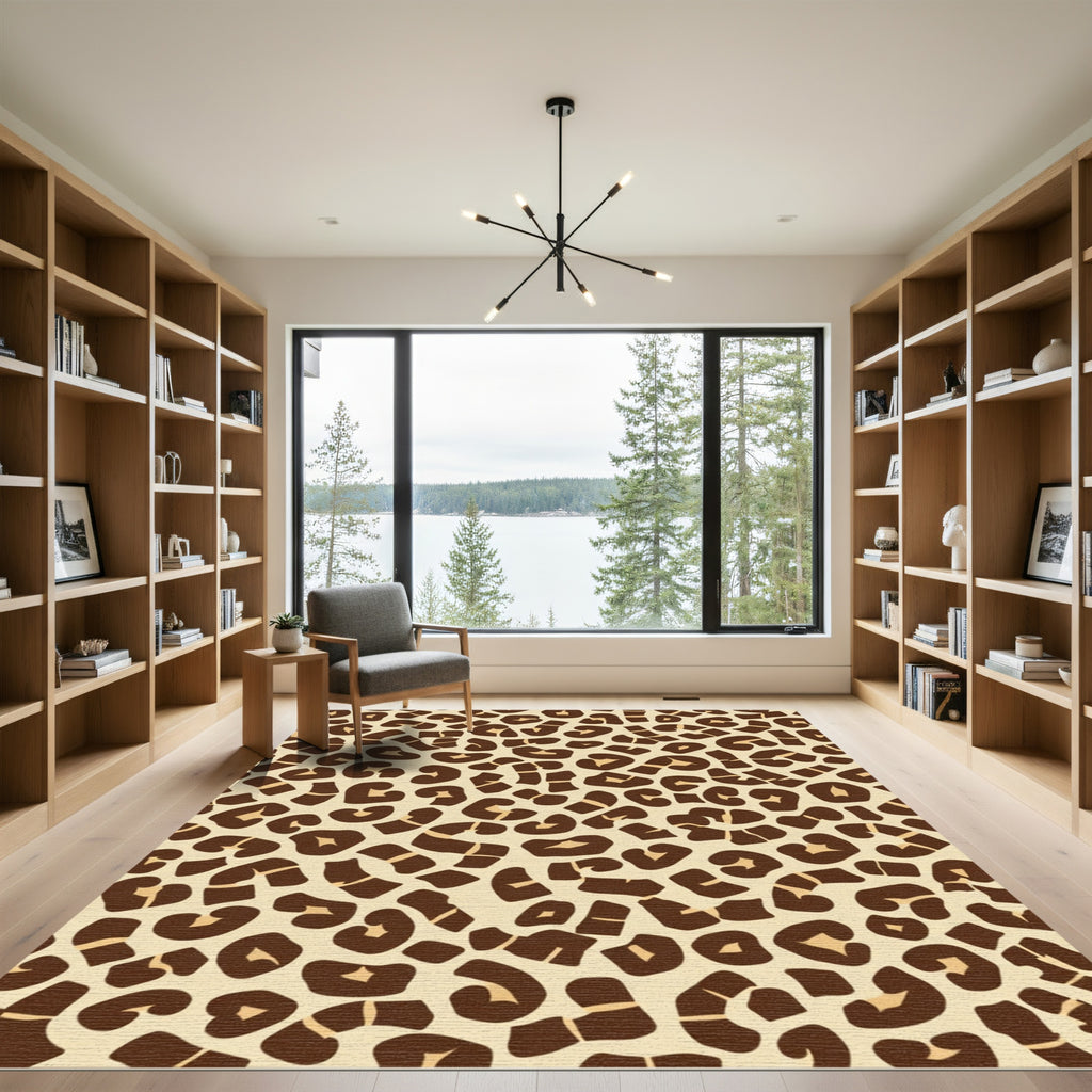 Bold Brown Animal Print Contemporary Rug