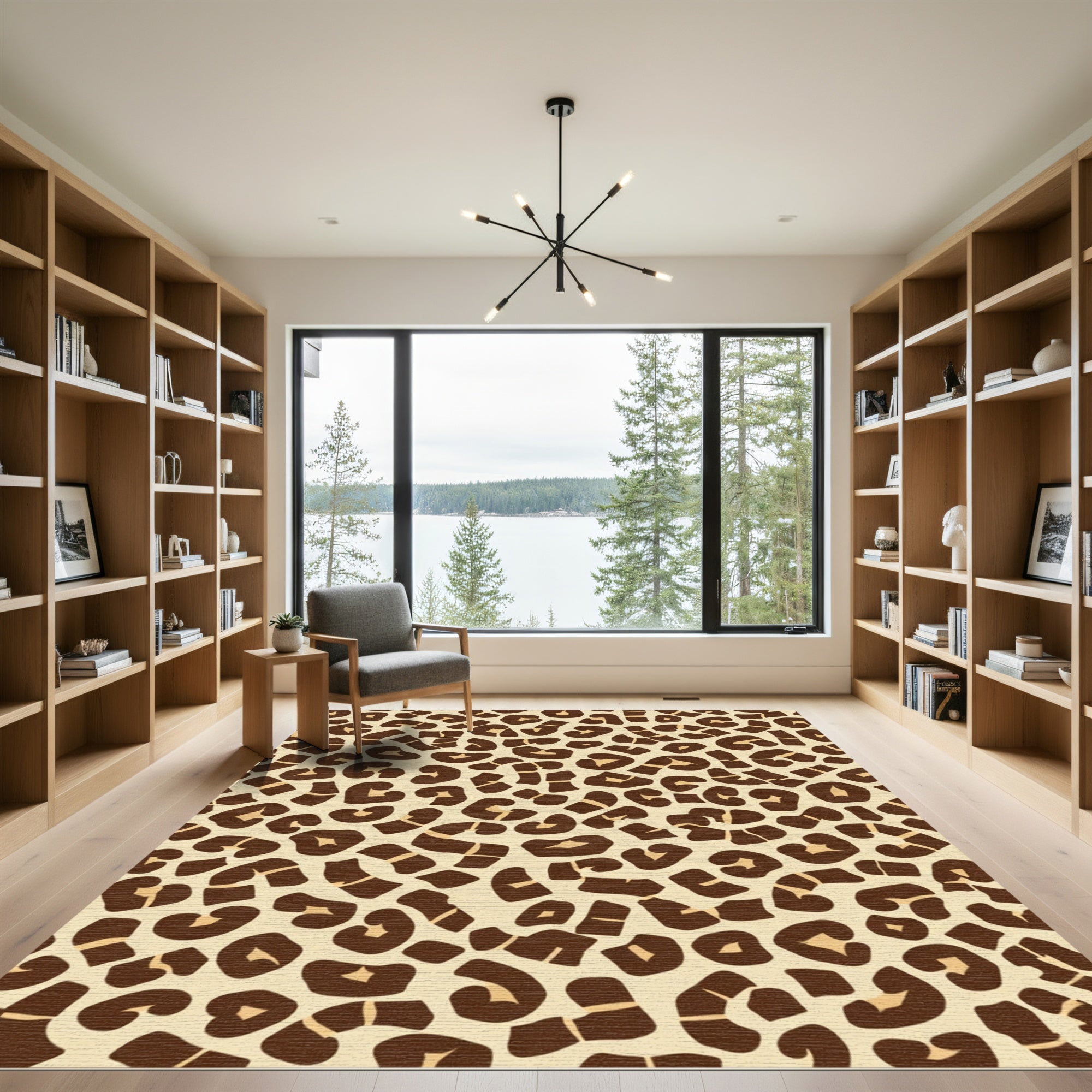 Bold Brown Animal Print Contemporary Rug